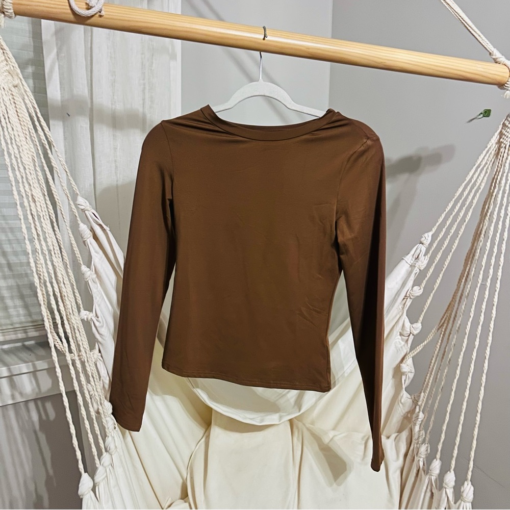 Brown Long Sleeve Women's Top
